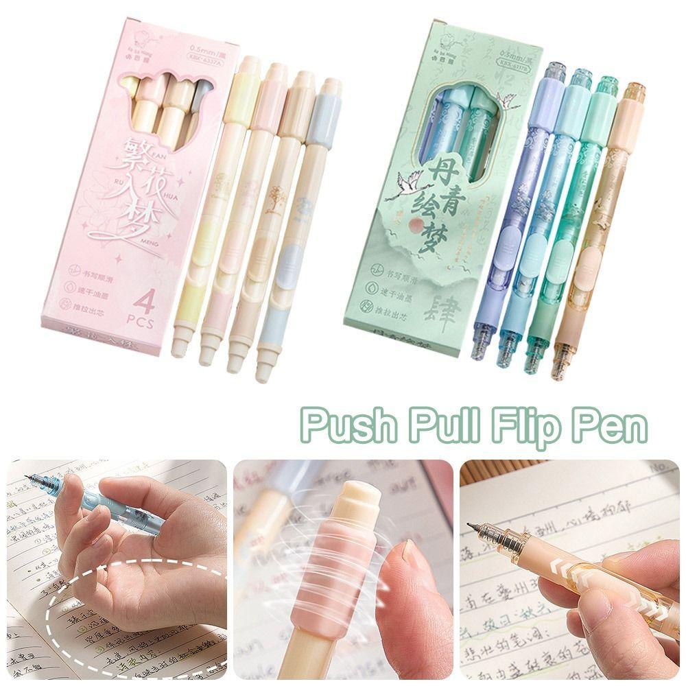 4PCS/Set Quick Drying Gel Pen 0.5mm Ballpoint Pen Cartoon Black Pen  Writing Tool