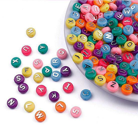 

10 мм плоские круглые серебряные буквы алфавита, разноцветные свободные бусины, браслет «сделай сам», модные ювелирные аксессуары