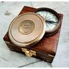 India Antique Brown Finish Brass Poem Compass Stanley London With Wood Box Nautical Compass  (Brown)