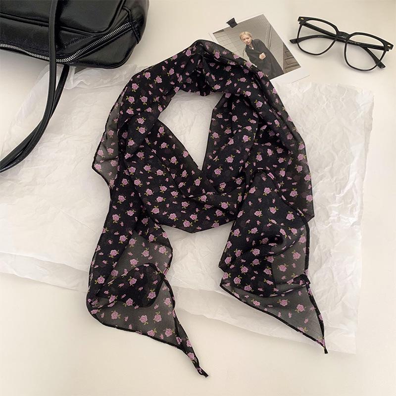 2025 New Women's Versatile French Polka Dot Silk Scarf: Spring/Summer Long Neck Tie & Headband