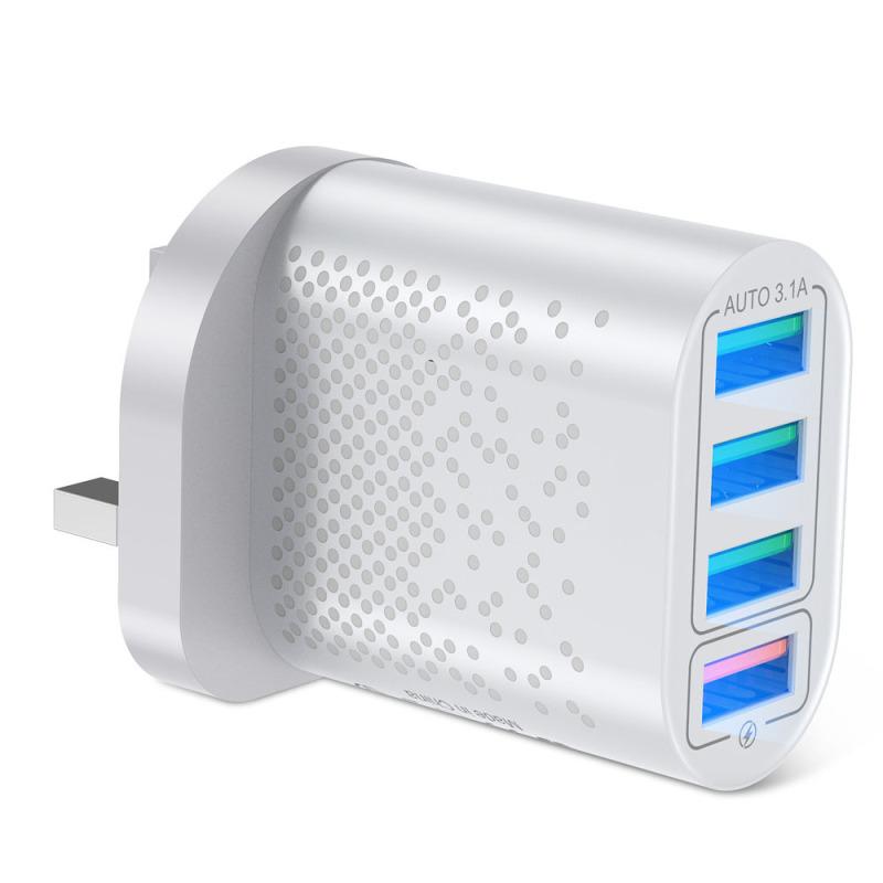 3a 4 Ports Hub Usb  Charger Plug Adapter Fireproof Pc Material Quick Charge Multifunctional