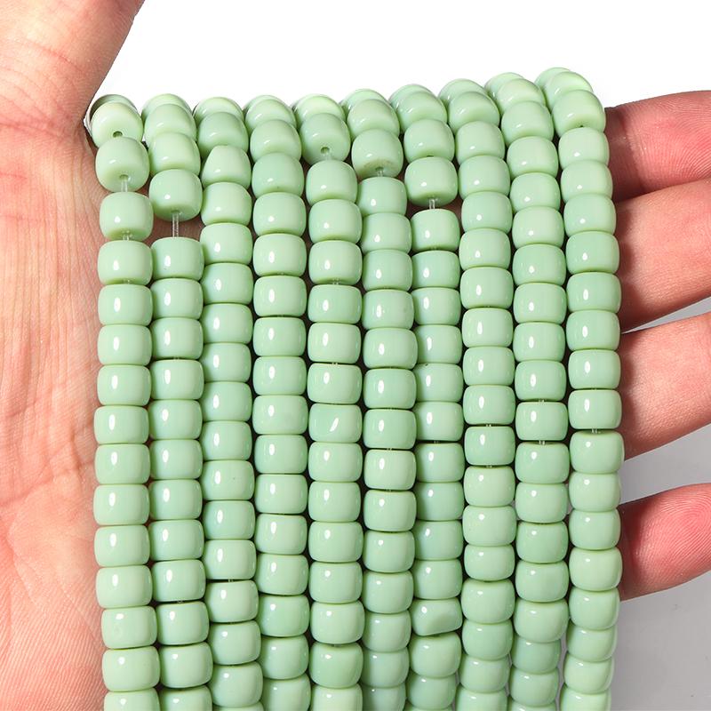 1 String 8x6mm Solid Color Glass Beads Cylindrical Loose Spacer Beads For Jewelry Making DIY Crafts Bracelet Necklace Wholesale