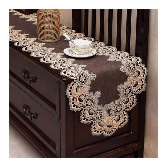 Lace Table Runner, Vintage Lace Dining Table Runner, Non Slip Coffee Table Runners, Waterproof Oil-Proof Table Runner with Exquisite Lace for Dining