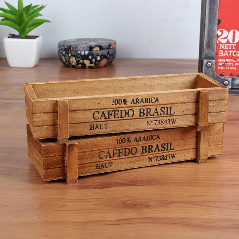 Retro Wooden Succulent Planter and Organizer Box