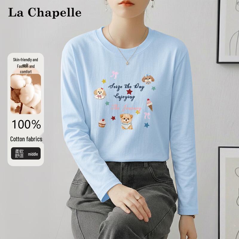 

La Chapelle Women s 2026 Spring Dessert Puppy Long Sleeve T-Shirt L