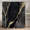 Abstract Pink Marble Shower Curtain Set Gold Textured Modern Geometric Ink Art Bathroom Decor Door Rug Bath Mat Toilet Lid Cover