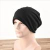 Double Layer Black Pullover Hat Autumn and Winter Fashion Thermal Hat Casual Trendy Men Solid Color Cotton Headscarf Hat