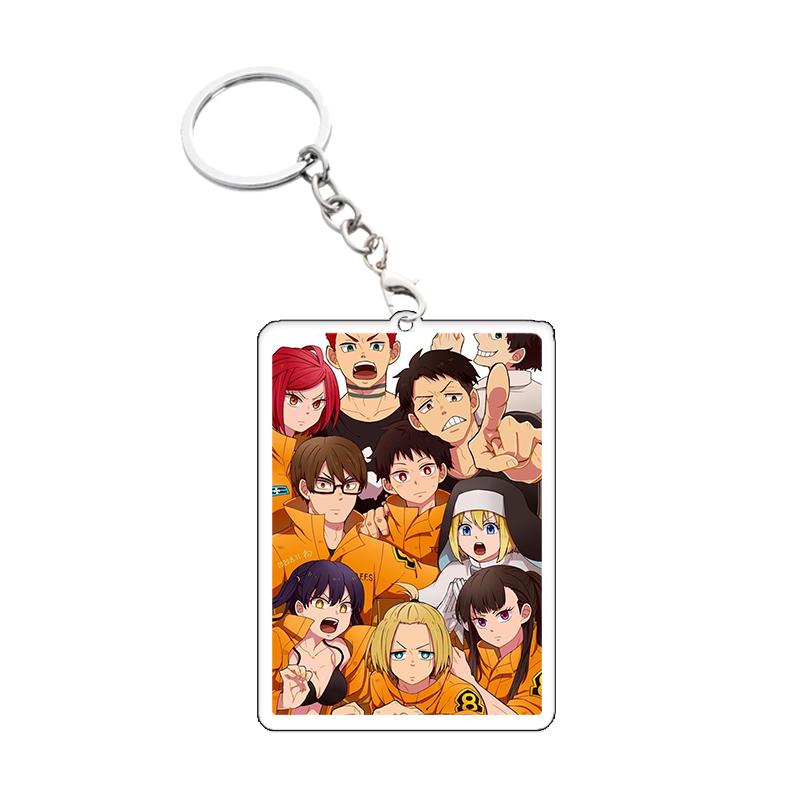 

Fire Force Acrylic Keychain Student Shinra Cartoon Learn Supplies Arthur Anime Boyle Bag Pendant Decor Keyring Birthday Gift 5CM