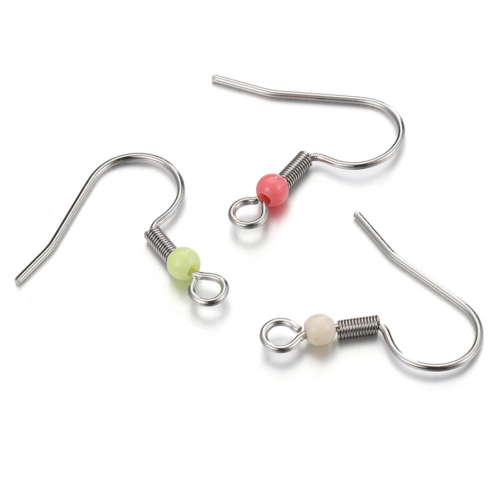 10pcs 50pcs 100pcs Stainless Steel Earrings Colorful Beads Hook Earwire Hooks for DIY Jewelry Making Dangle Components Wholesale