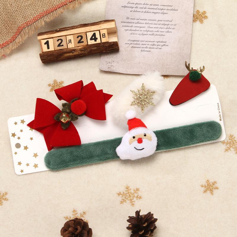 Christmas Snap Ring Four-piece Set Christmas Small Gift Gift Bow Cute Hair Accessories Set