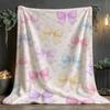 1pc Macaron Colorful Bow Fleece Blanket Soft And Comfortable Window Sofa Office Camping Bed End Decoration Enhancing Space Atmosph