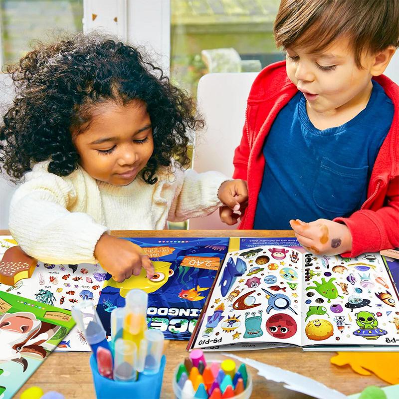 Children Scene Sticker Books Cartoon Animal Ocean Dinosaur DIY Handmade Stickers Quiet Book Learning Cognition Toys
