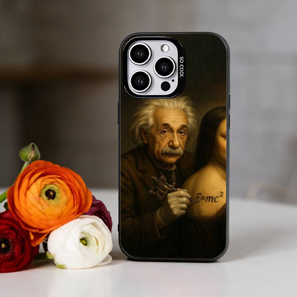 Een belachelijke Mona Lisa meme Telefoonhoesje Voor iPhone 17,16,15,14,13,12,11 Plus,Pro Max,XS,Kleurrijk Zilveren Telefoonhoesje Funda Cover