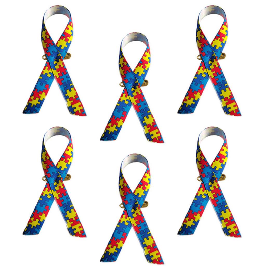 100 Pieces Autisms Awareness Ribbon Pins Satins Polyester Brooches Accessory for Charity Support and Social Cause