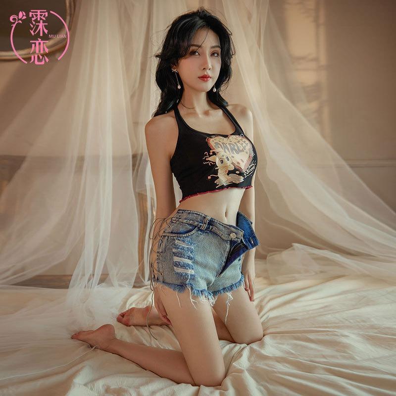 Seksowne szorty dżinsowe seksowna bielizna mundur ramiączka gratis występ w klubie nocnym gorące spodenki szorty z niskim stanem