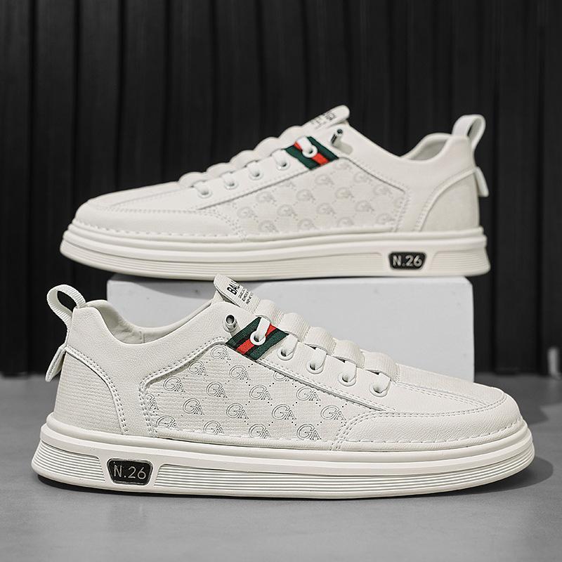 

Мужская обувь зима 2024 года, новая универсальная модная повседневная обувь с одной педалью, мужская нишевая оригинальная трендовая белая обувь для доски 39 белый