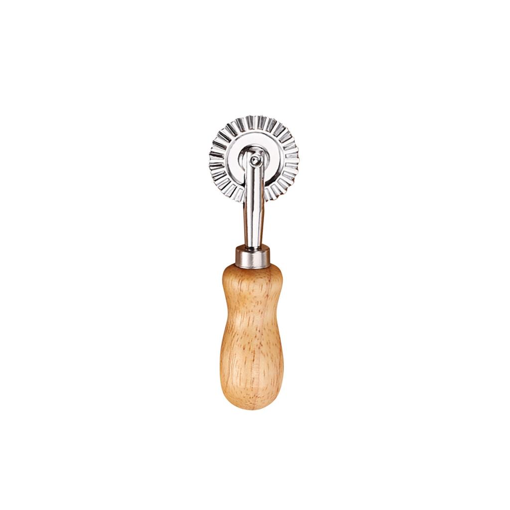 2 Pcs Biscuits Wheel Cutter, Pasta Cutter Wheel, Ravioli Pizza Cutter Wheels With Long Wooden Handle Dumpling Lace Making Noodle Dough Ruffled Edge