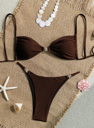 Bikini Mini Triangolo Sexy Set Perizoma Micro Costume da Bagno Monocolore Costume da Bagno Donna Biquini Fasciatura Abbigliamento da Spiaggia Costumi da Bagno Perizoma Bikini
