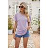 2026 Summer New Hollow-Out Round Neck Short Sleeve Women's Casual Solid Color T-Shirt