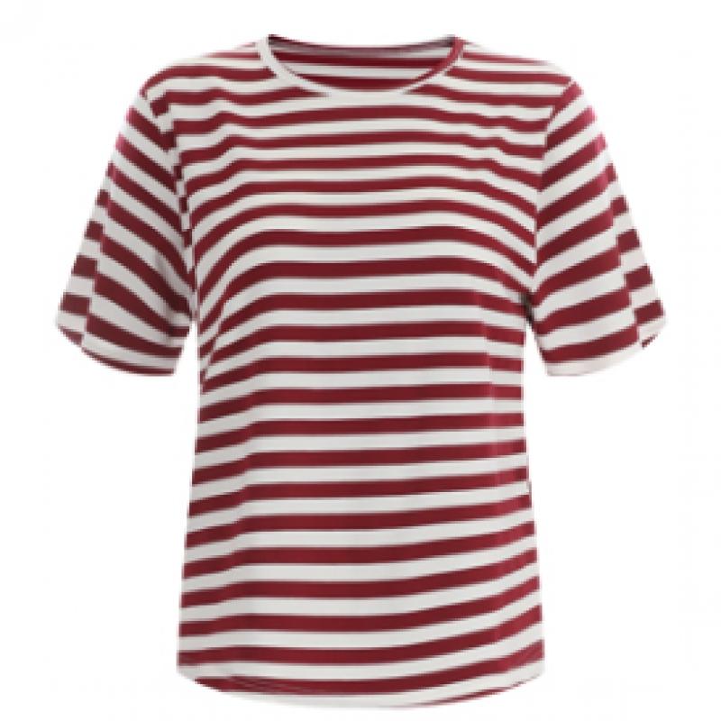 Shop Women Round STripe ShorT Sleeve T shirT Gray Dai Wsh 12084