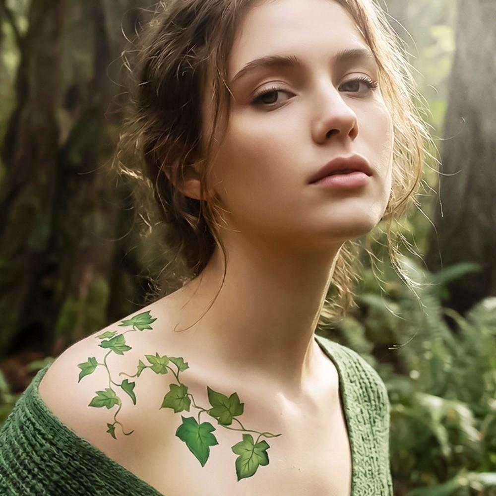 5 Vel Langdurige Groene Blad Tijdelijke Tatoeages Waterdichte Make-up Stickers Body Art