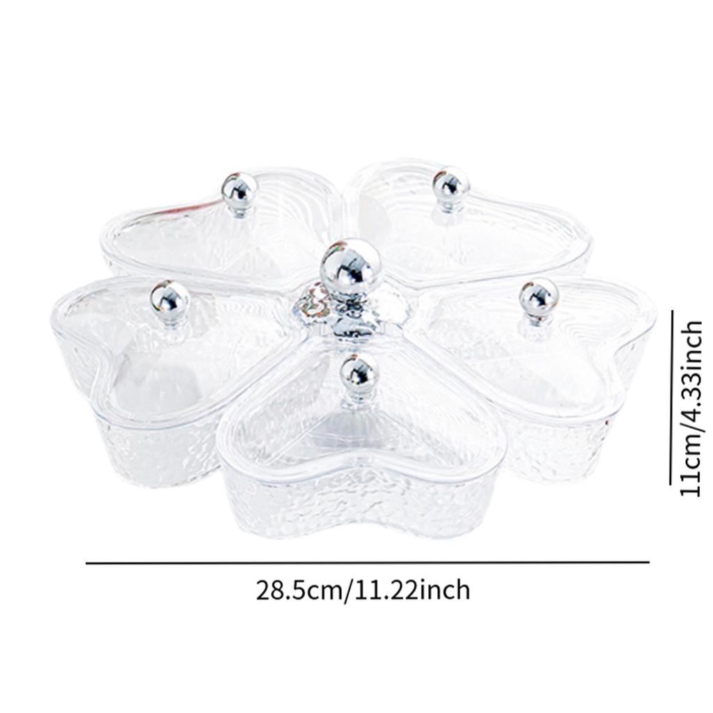 Divided Serving Tray Fruit Plate Organizer Nut Candy Veggie Tray Rotating Snack Platter for Candy Nuts Sweets Fruit Tea Party