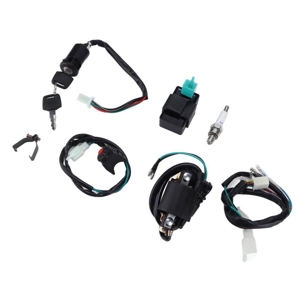 Kill Switch Ignition Coil CDI Spark Plug Wiring Harness Kit for Kick Start Dirt Pit Bike ATV 50CC 70CC 90CC 110CC‑160cc