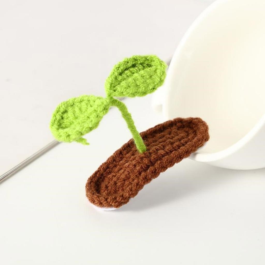 Cute Flat Clip Hairpin Crocheted Sprout Flower Headwear Bunches Clip Elegant Knit Hair Clip Photo Props