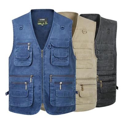 Men's Vest Casual Coat Spring And Summer Male Clothing Loose Cotton Multi-pocket Zipper Windproof Outdoor Outwear Coat Sleeveless Jacket For Man