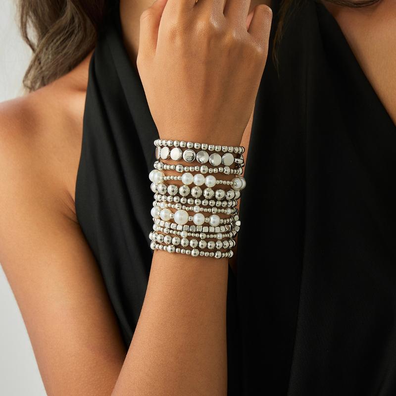 1Set  Bracelets For Women  Vintage Irregular Beads Imitation Pearl Chain Jewelry Gift