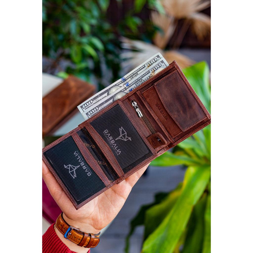 Ekte skinn, svart herre-lommebok Jcksn101