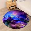 Abstract Cloud Sky Purple Blue Round Rug Flannel Dreamy Landscape Carpet Living Room Floor Mat Artist Studio Decor Relaxation