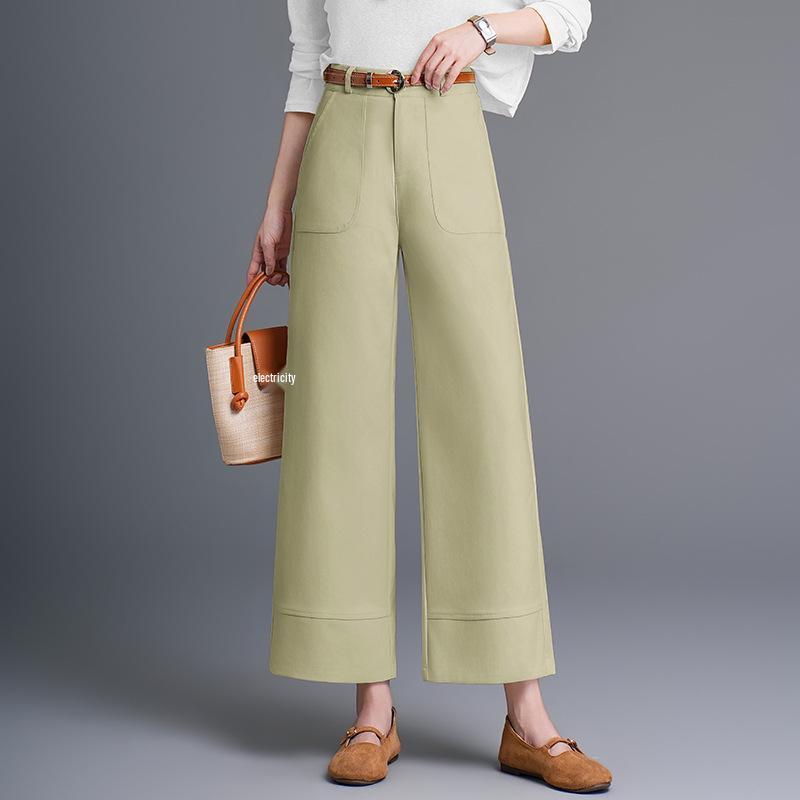 Women s Elegant High-Waisted Petite Wide-Leg Cropped Pants - Spring 2026 L