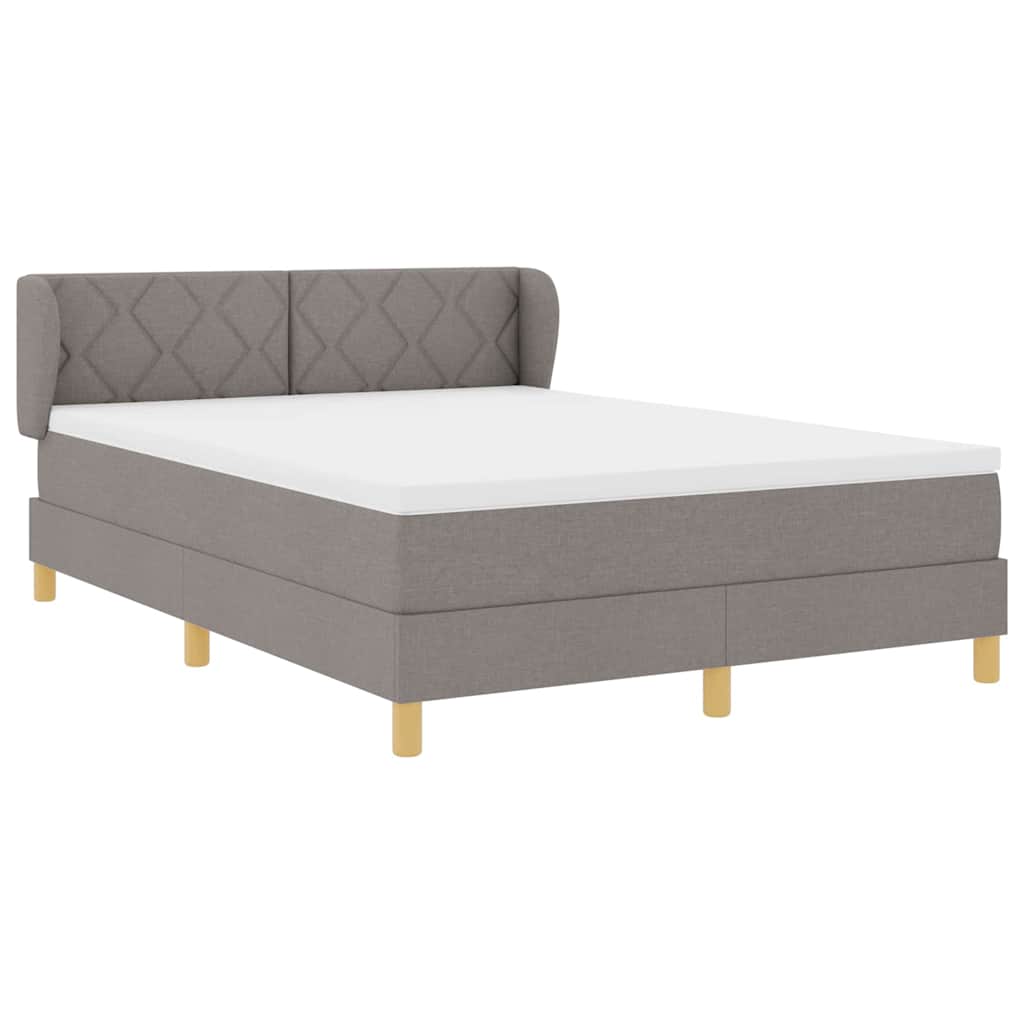 Boxspring Bed with Headboard Taupe 140 X 200 Cm Fabric