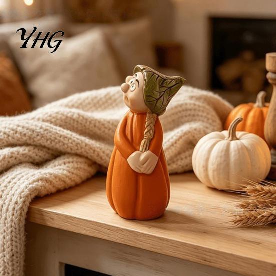 Cute Autumn Room Accents Resin Pumpkin Figure Ornaments for Home Decor, Miniature Holiday Gifts Friends Tabletop Decorations Thanksgiving Living