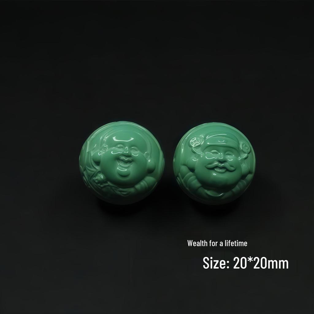 Magnesite Turquoise Buddhist Prayer Bracelet with Carved Dragon and Lotus Design