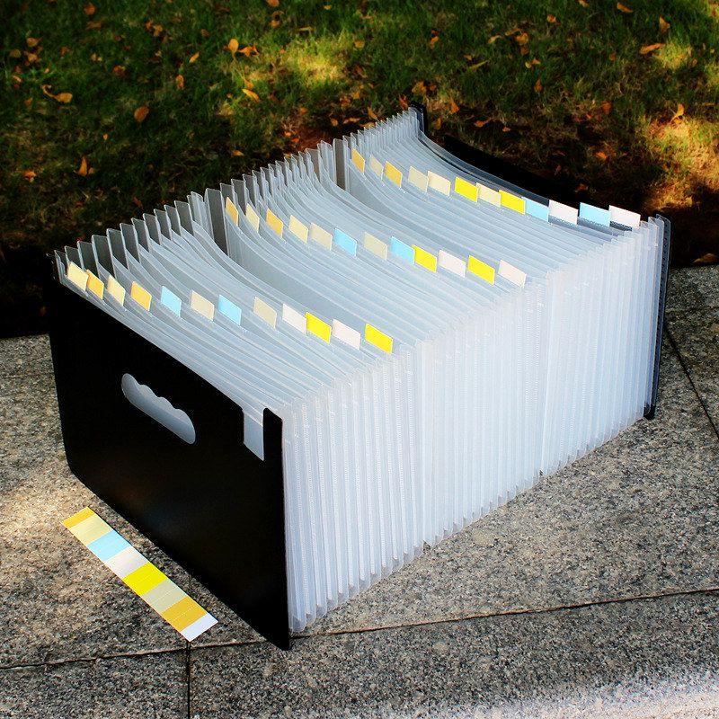 Retractable File Holder Vertical Satchel Folder A4 Paper Test Paper Classification Multi-Layered Material Desktop Storage Storage Clip