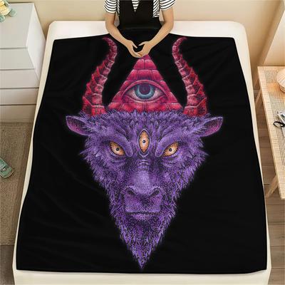 1 ks Flanelová deka s potiskem symbolu Satana, Vysoká kvalita, Pro všechna roční období, Domácí dekorace, Teplo a pohodlí, Perfektní pro vánoční dárky
