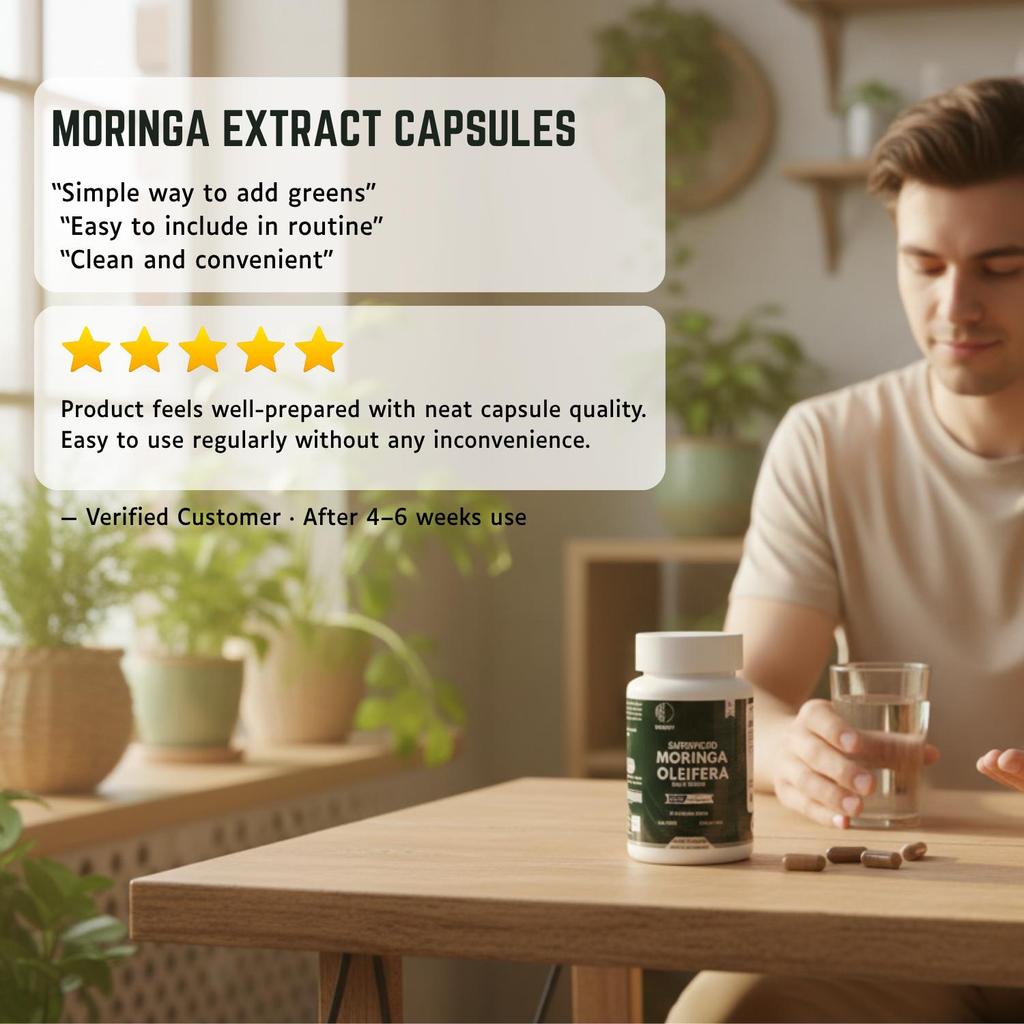 Heroot Moringa Oleifera Blattkapseln 1000mg | Pflanzenpulver | 60 Kapseln