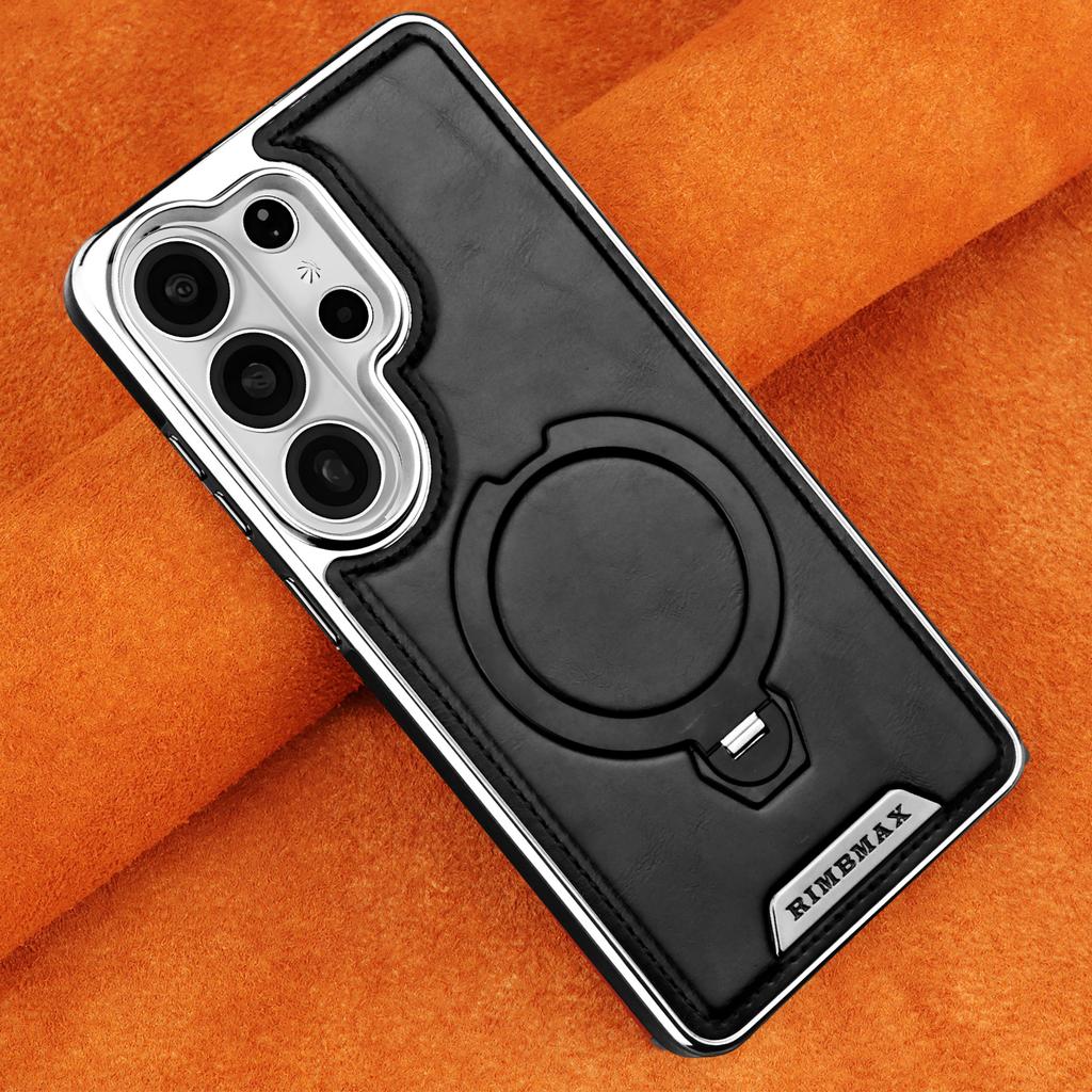 High End Leather Phone Case, for Samsung S26 Ultra S26 Plus S26 Edge 360 ° Rotating Magnetic Bracket Anti Drop Protective Cover