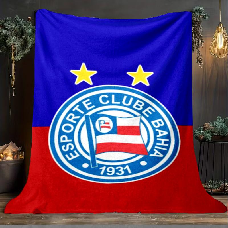 1 Stück Esporte Clube Bahia Sportverein Emblem Aufgedruckte Weiche Flanelldecke Überwurf für Schlafzimmer Wohnzimmer Sofa Camping Fan Geschenke Weihnachtsgeschenke
