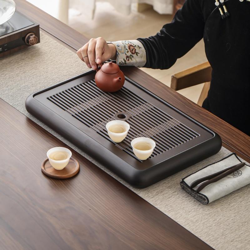 Bambus Teetablett Tischbox mit Wasserspeicher Tragbar Abnehmbar Kung Fu Bambus Teetablett Leicht zu Reinigen Haushalts Aufbewahrungstablett
