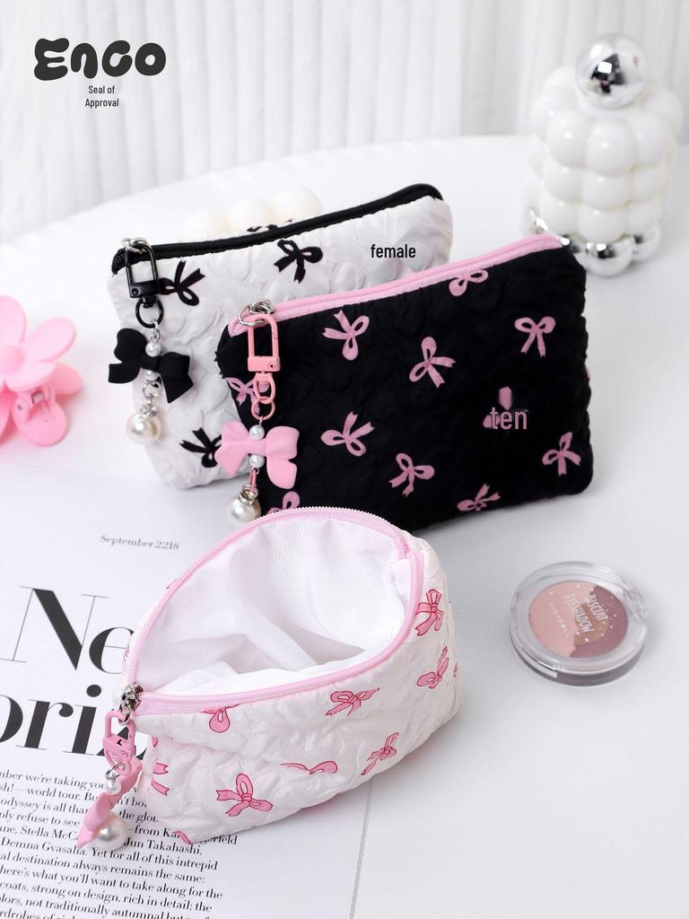 Large Cute Bow Makeup Bag - Portable Toiletry & Cosmetic Storage Clutch