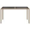 Vidaxl Garden Table, 150X90X75 Cm, Glass and PE Rattan, Beige