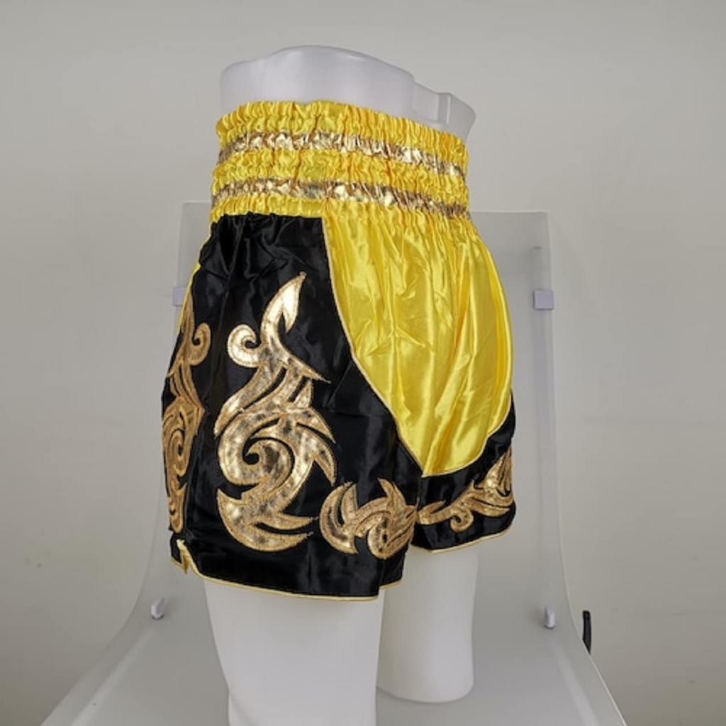Brighttrust Muay Thai Kickboxing Trunks for and Training K-1 Competition, Practice, (Yellow, XL)