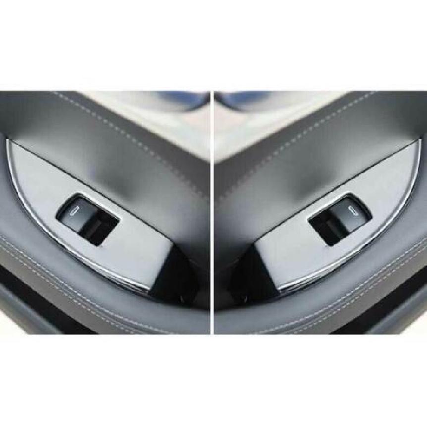 4pcs Silver Steel Car Window Lift Glass Switch Frame For Cadillac CT5 -