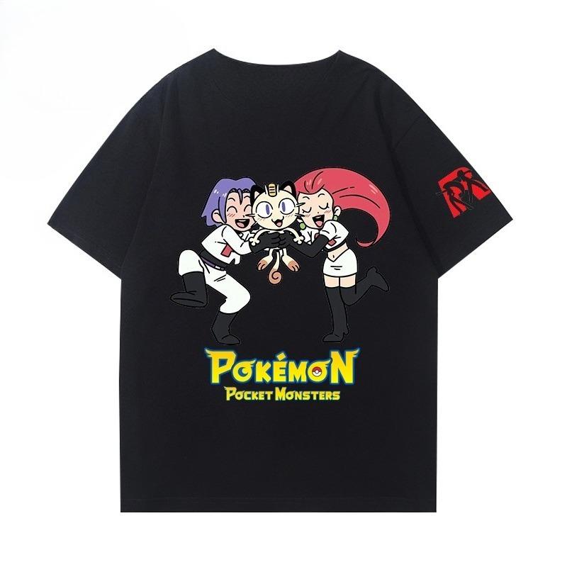Hot Anime Pokémon Psyduck Creative Team Rocket Printed New T-Shirt Men Women s Street Harajuku Loose Casual Short Sleeve Top 3XL