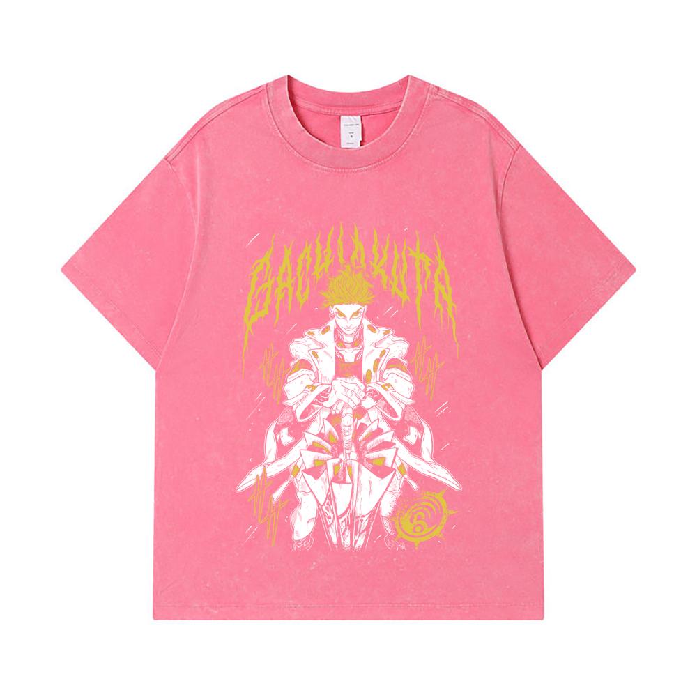 275 GSM Washed T-shirts 100% Cotton Gachiakuta V3 Enjin Print Unisex Heavy Cotton T Shirt