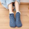 1 Pair Winter Floor Socks Thick Plush Knitted Heat Retention Anti-slip Silicone Sole V-Shaped Ribs Warm Daily Home Wear Bedroom Socks