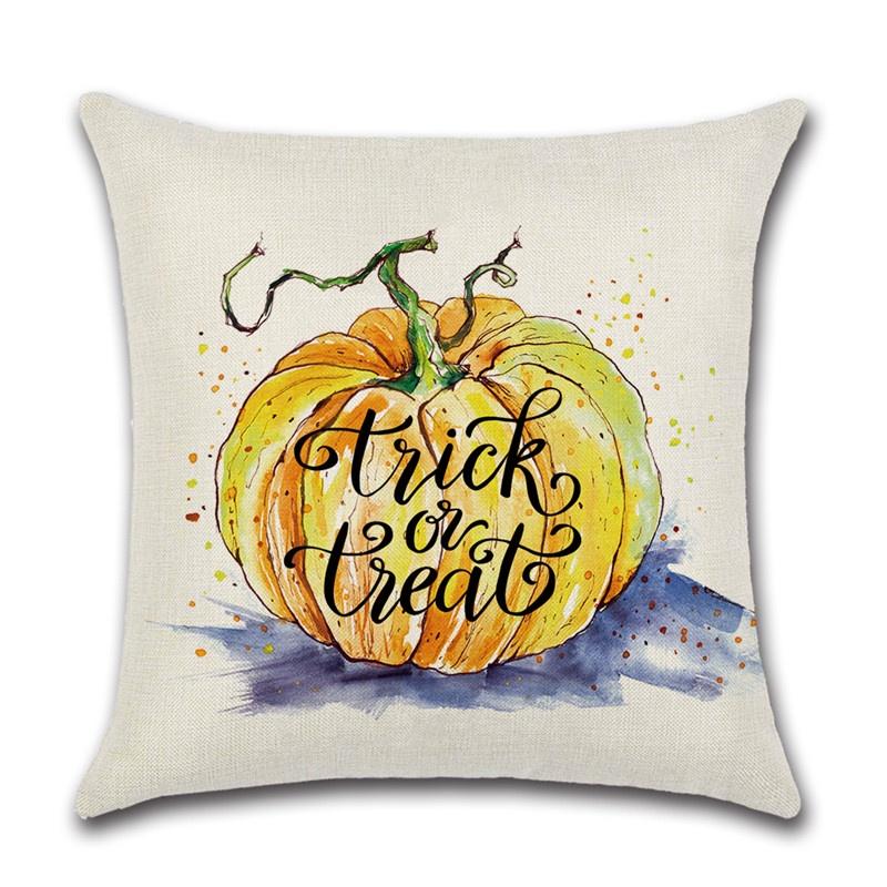 

Witch Themed Halloween Pumpkin Waist Throw Cushion Cover Classical Decor Sofa Yellow